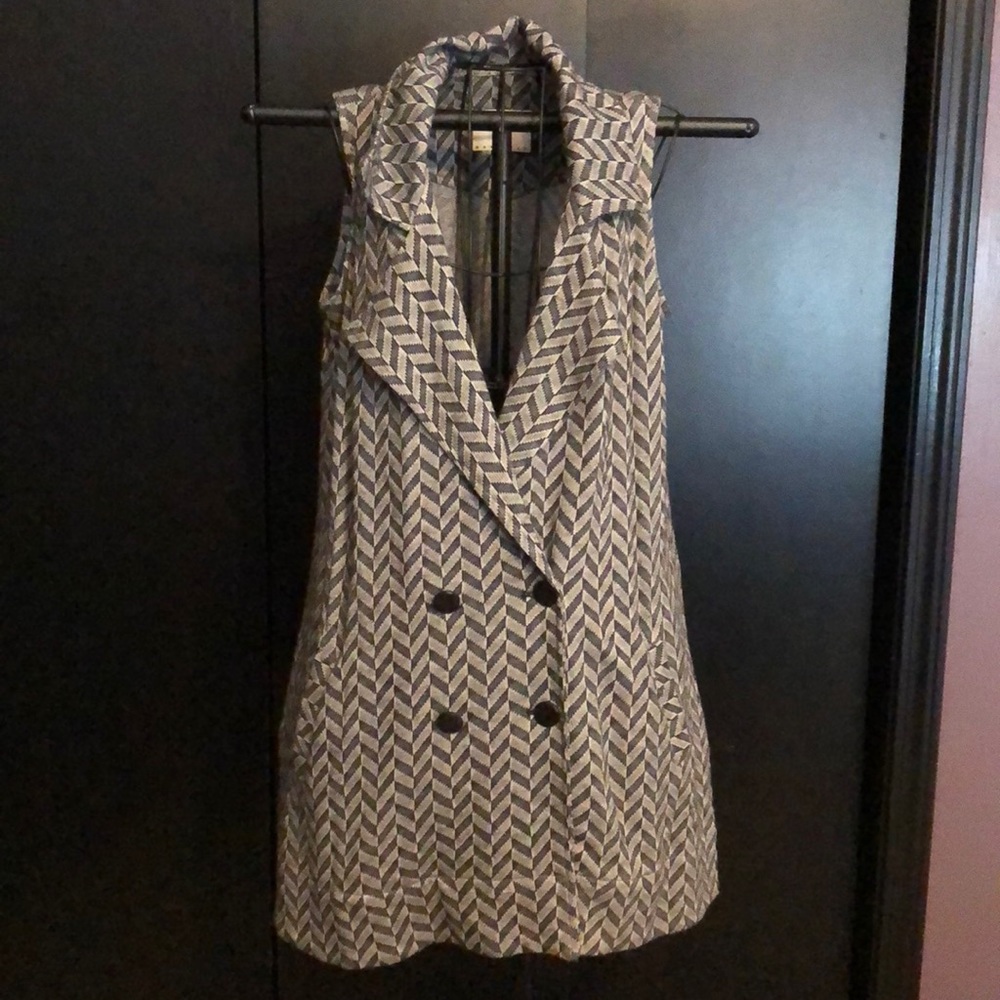 Mike Gonzalez long vest cardigan black- grey